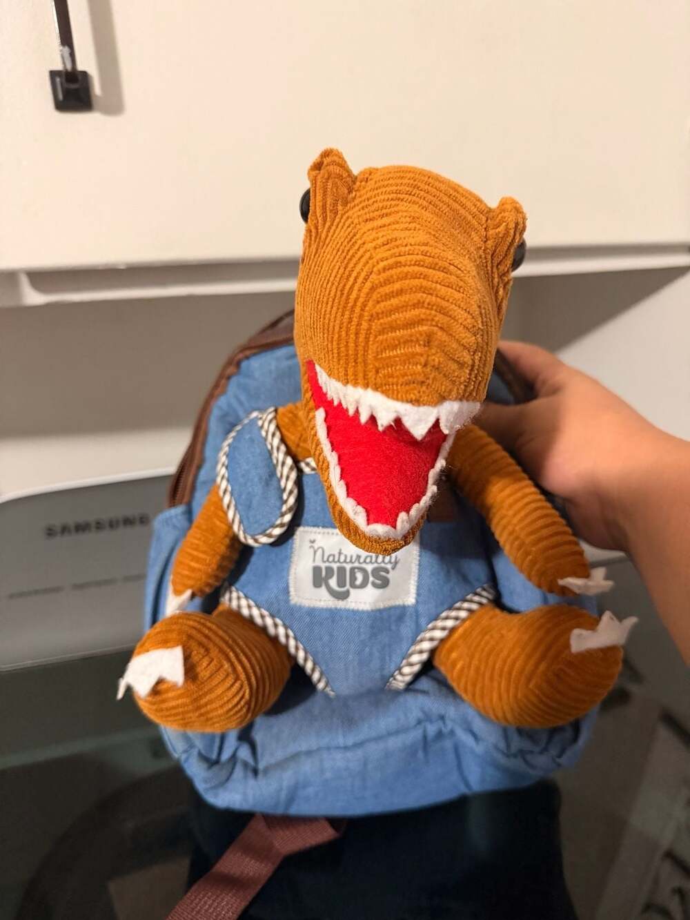 Naturally Kids Dinosaur Backpack with Detachable Brown T-Rex Plush Toy